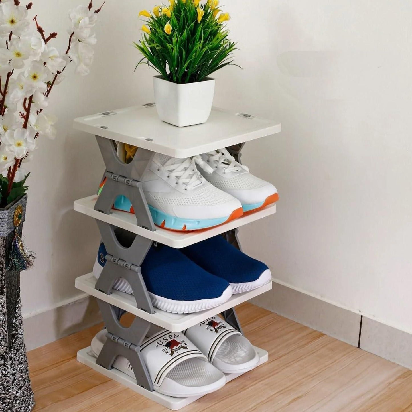 Smart Foldable 4 Tier Shoe Rack