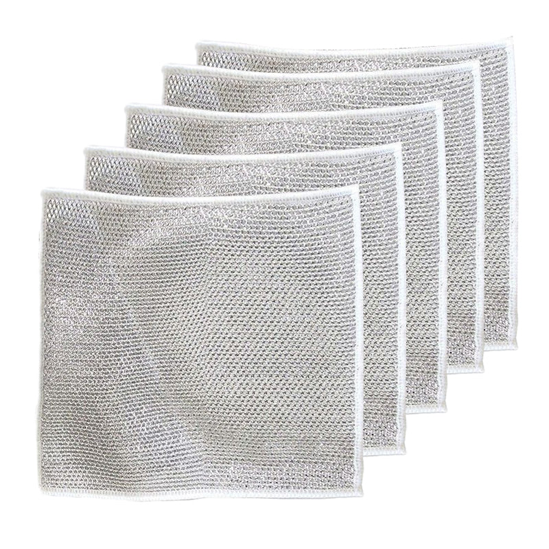 Multipurpose Wire Dishwashing Rags for Wet and Dry (Pack of 5)